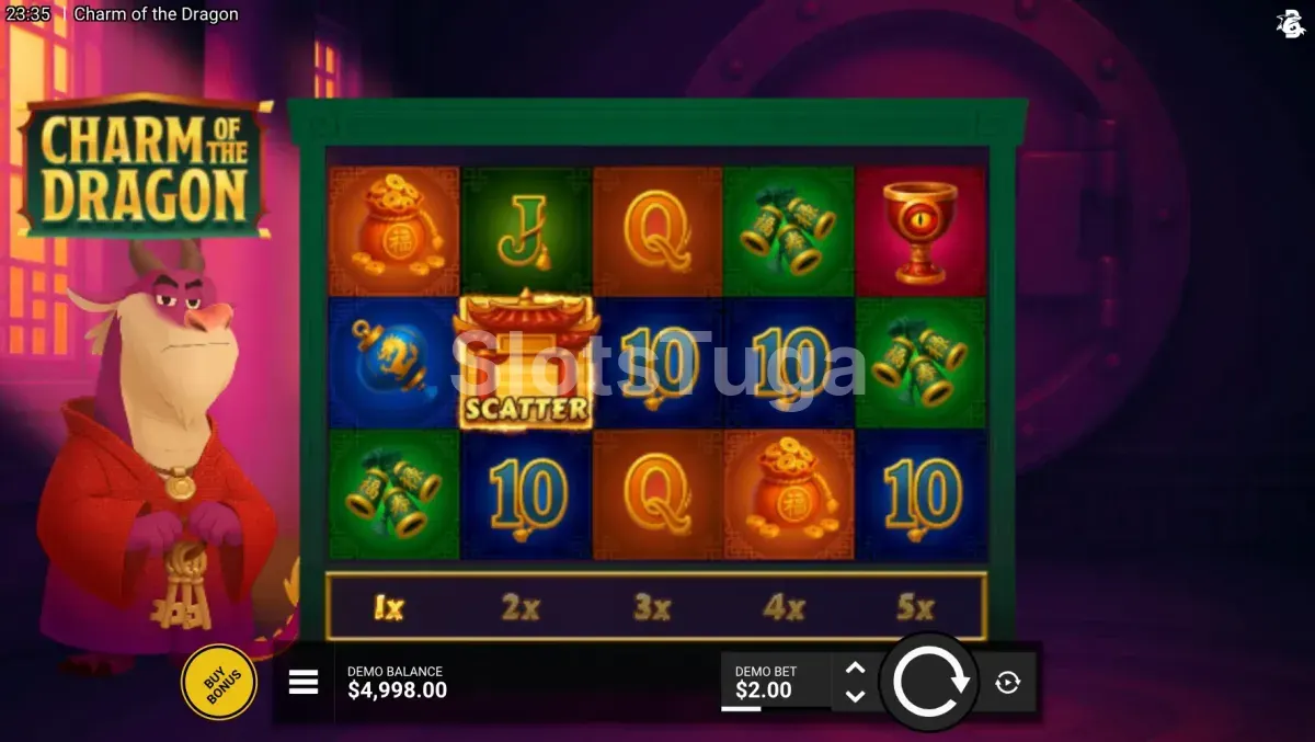 Jogo base do Charm of the Dragon com os rouleaux em ação