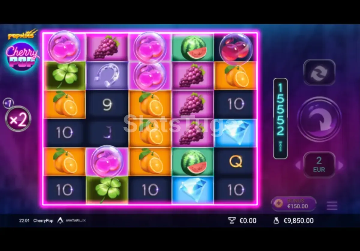 Rodada de giros grátis da Cherry Pop com rolos expandidos