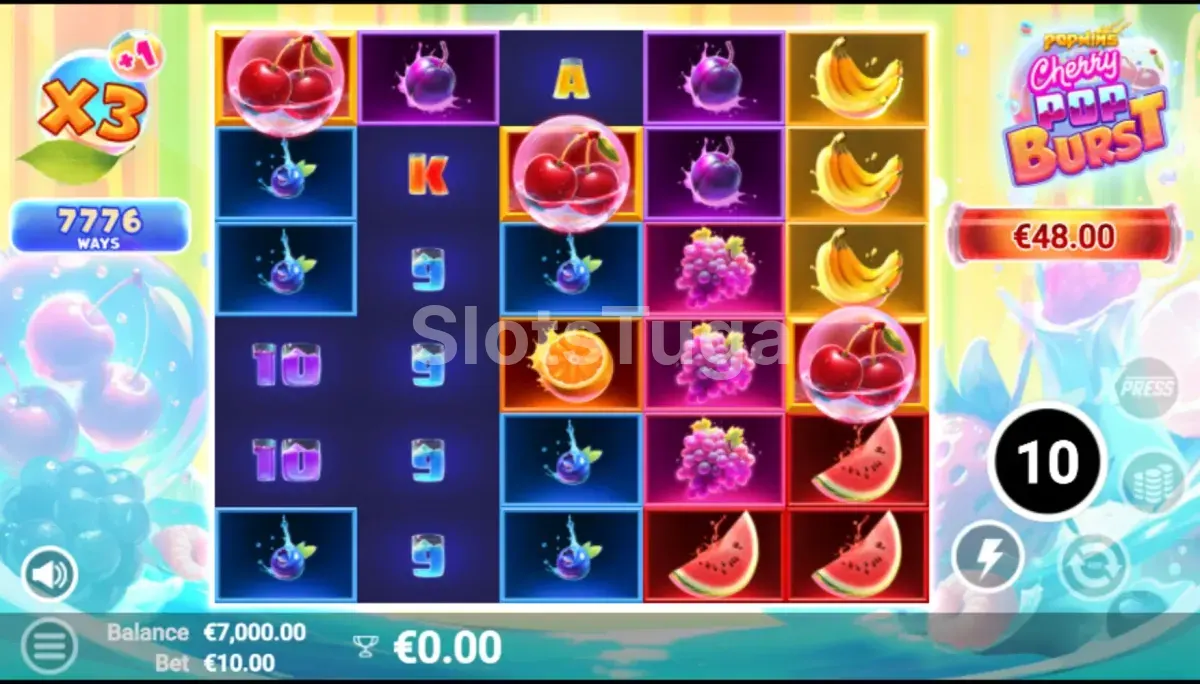 Rodadas grátis ativas na slot CherryPop Burst