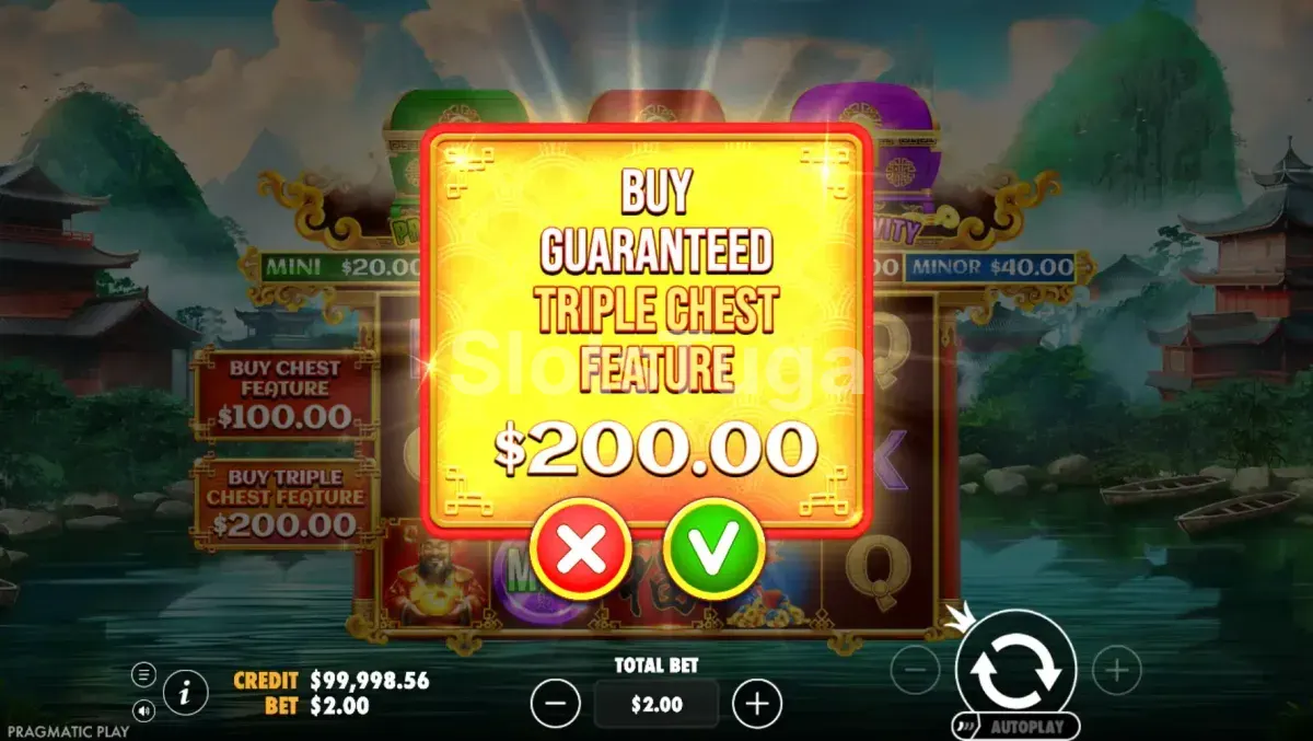 Opções de compra de bônus disponíveis no Chests of Cai Shen da Pragmatic Play