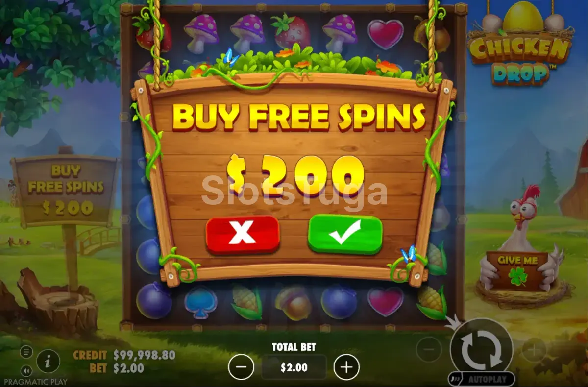 Opção de compra de bônus na slot Chicken Drop Pragmatic Play