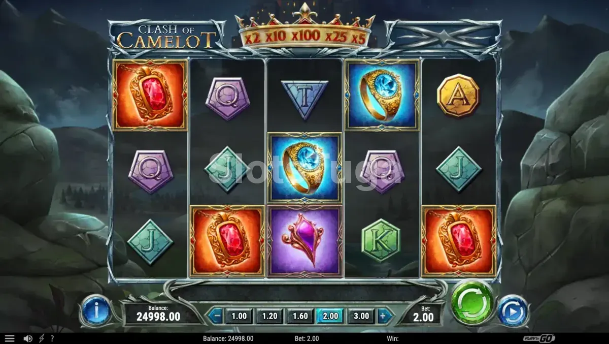 Tela principal do jogo Clash of Camelot mostrando o cenário noturno