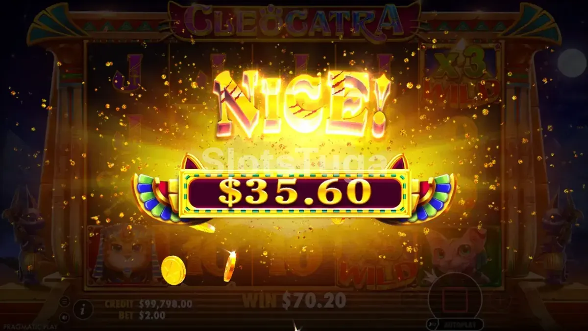 Grande vitória na slot Cleocatra com multiplicadores ativos
