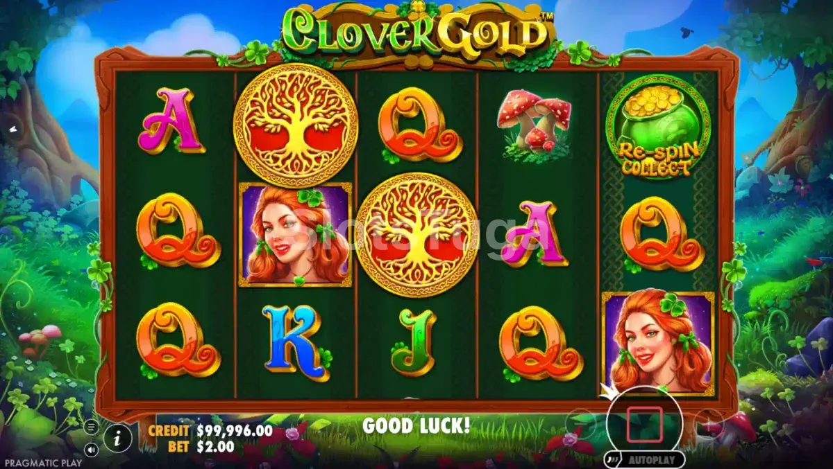Rodada de bônus do Clover Gold com multiplicadores ativados