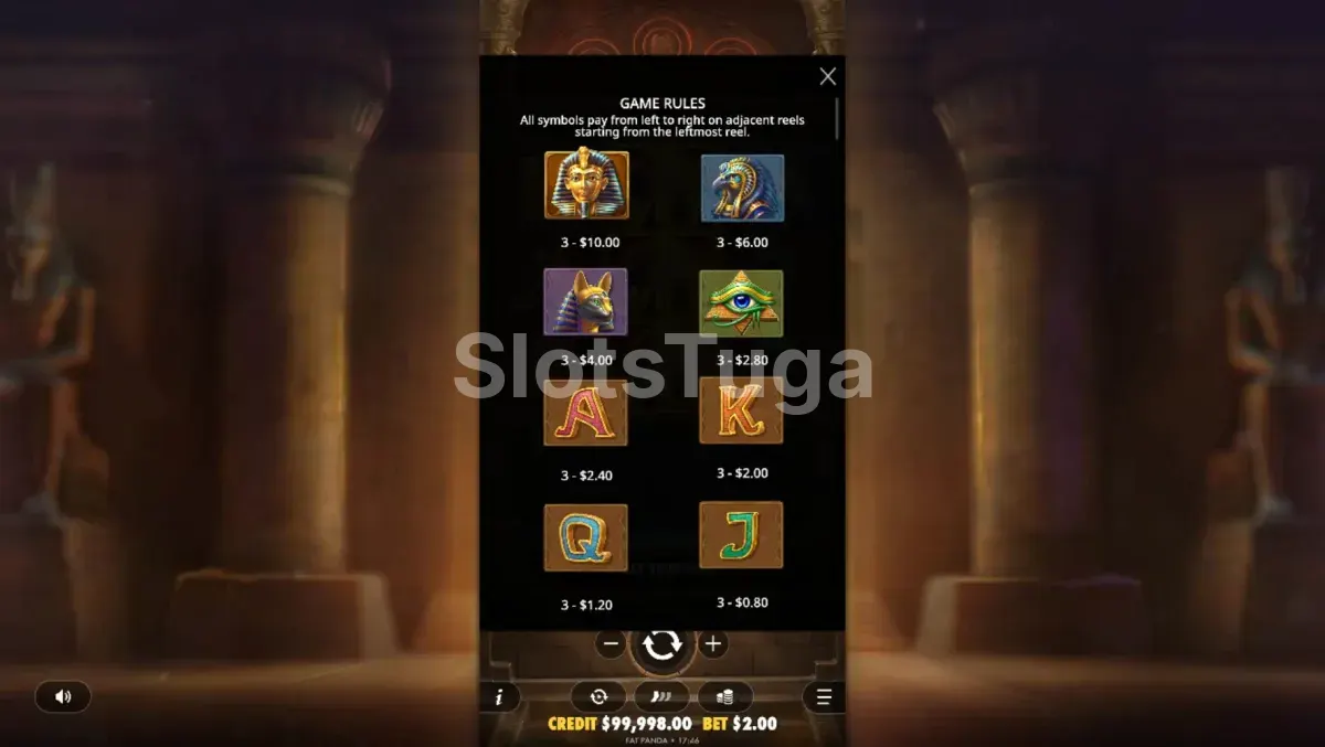Tabela de pagamentos da slot Code of Cairo