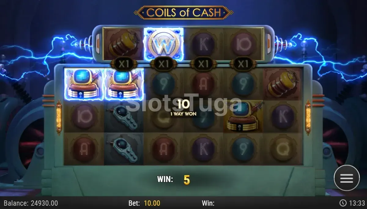 Resultado de rodada com cascatas ativas no Coils of Cash