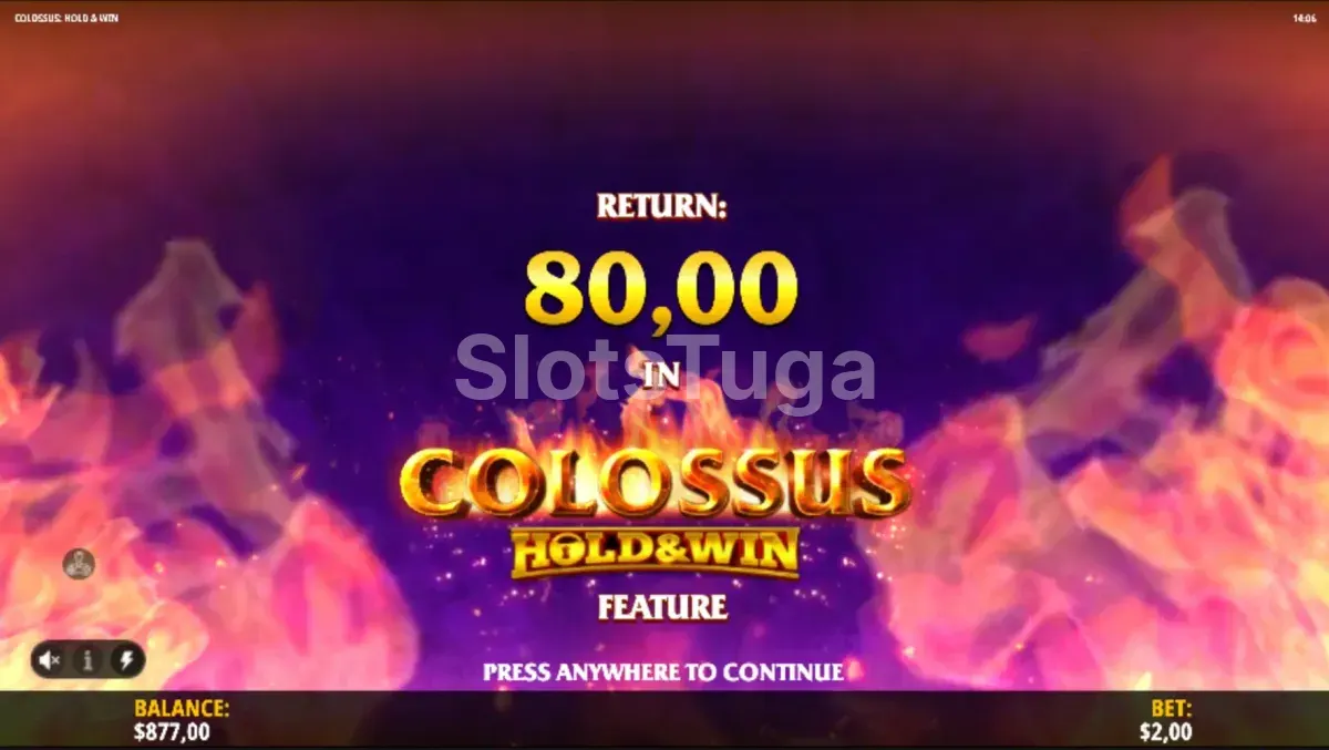 Grande vitória no Colossus Hold & Win com multiplicador alto na tela