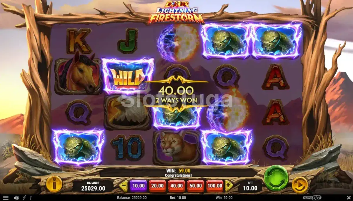 Resultado de um spin na slot Colt Lightning Firestorm com Fire Frames ativos