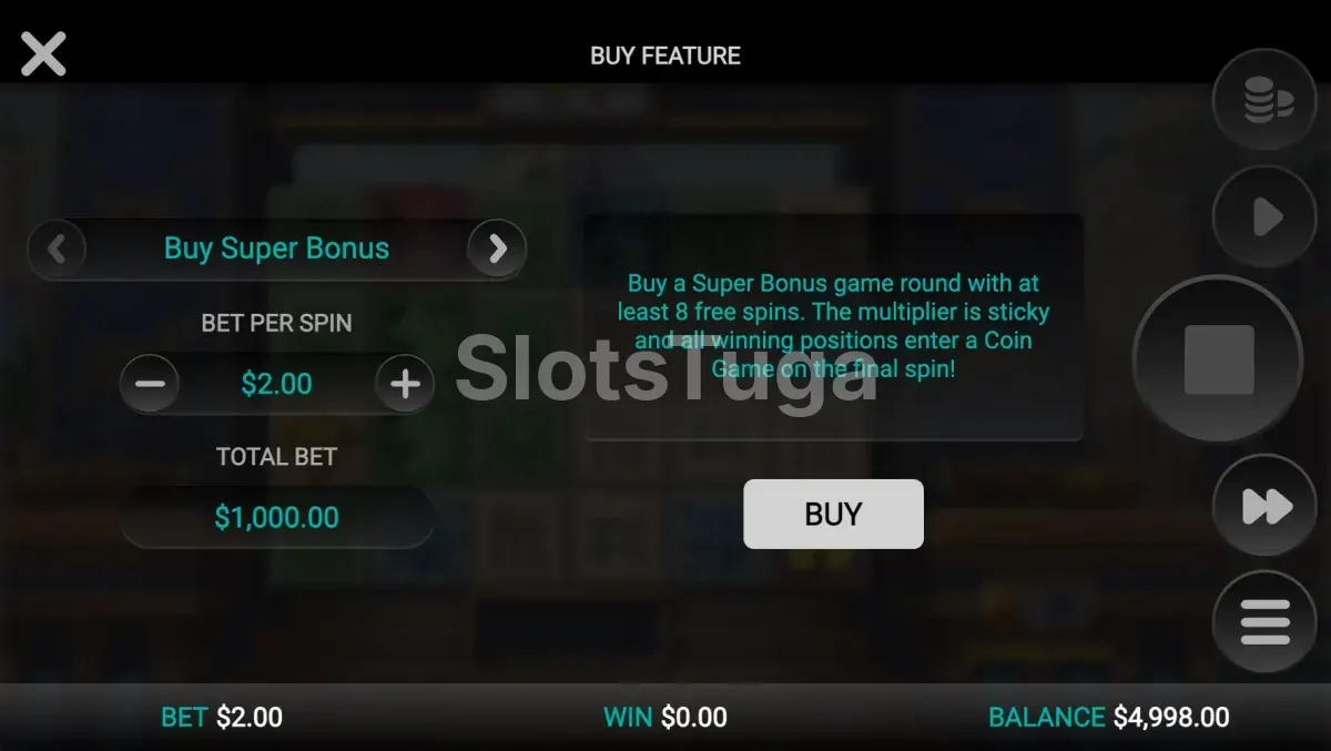Menu de compra de bônus da slot Conquer Babylon
