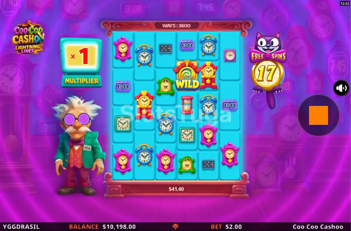 Rodada de giros grátis do slot CooCoo Cashoo em ação
