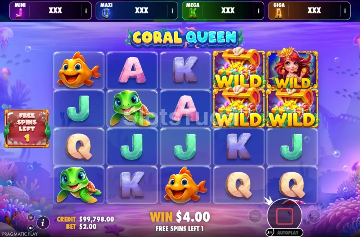 Ronda de Free Spins de Coral Queen Oranje Jackpot com Wilds fixos