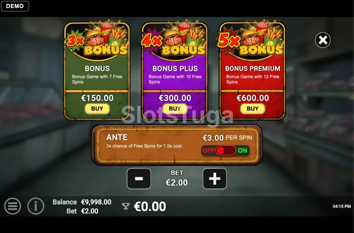 Ecrã de Bonus Buy de Corpse Cart