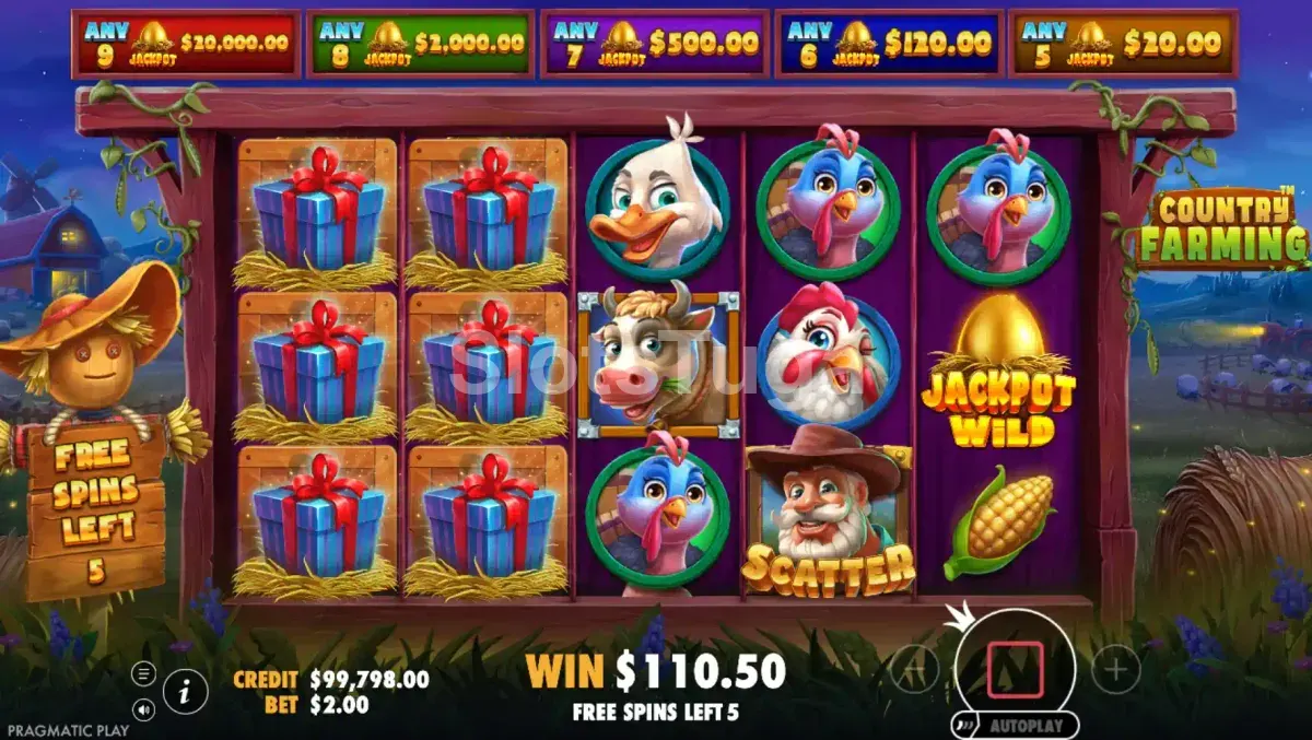 Rodadas grátis ativadas na slot Country Farming da Pragmatic Play