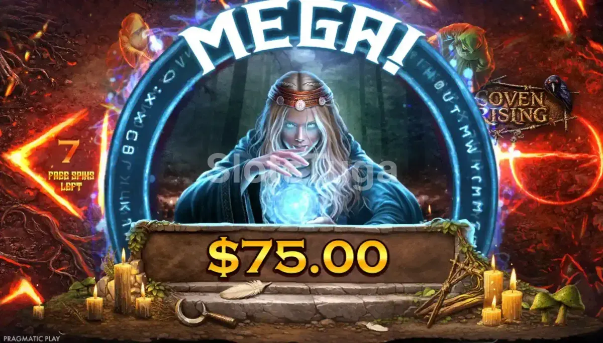 Ganho elevado em destaque durante a slot Coven Rising