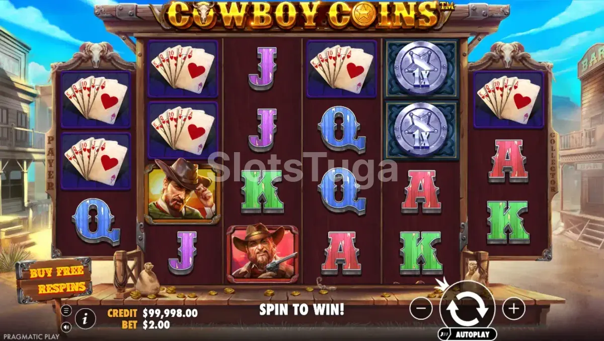 Jogo base da slot Cowboy Coins da Pragmatic Play