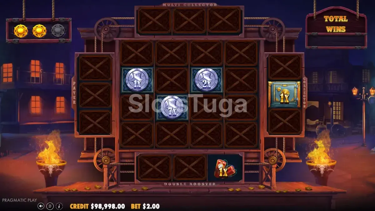 Rodadas grátis ativadas na slot Cowboy Coins