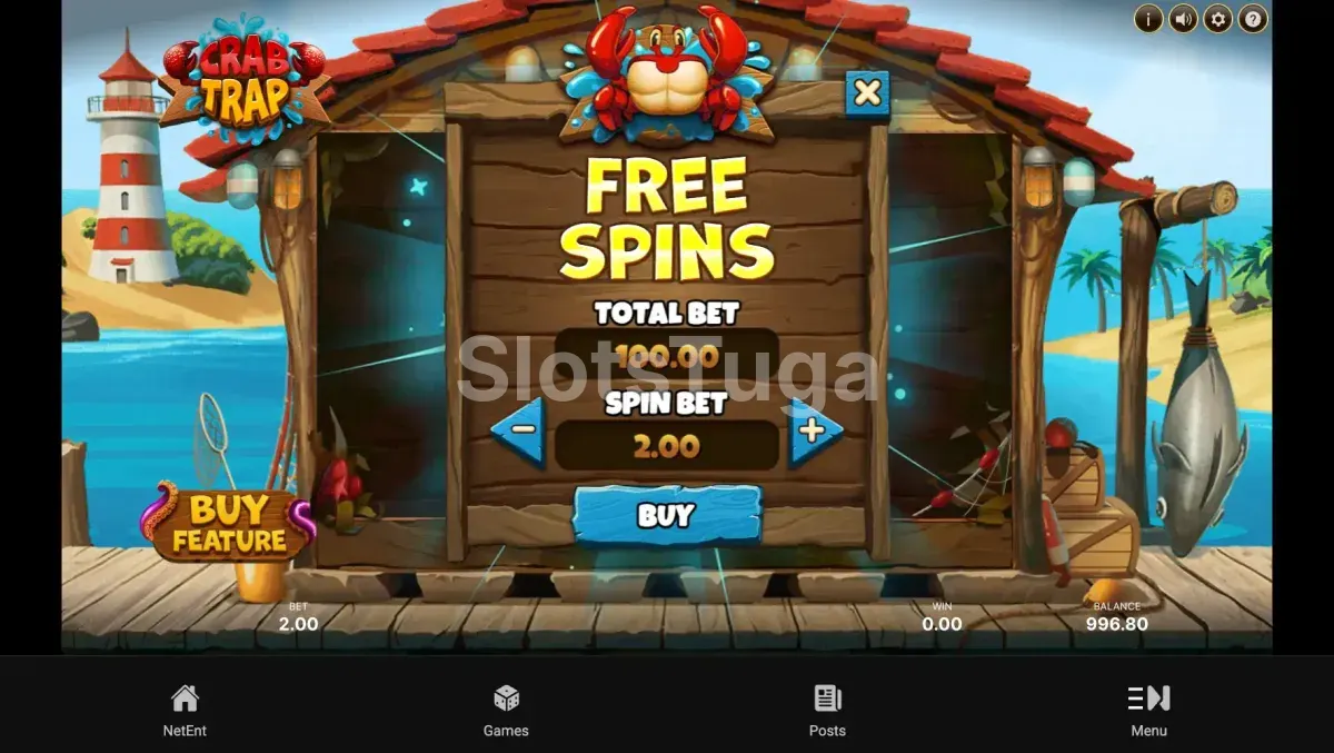 Funcionalidade de Bonus Buy na Crab Trap da NetEnt