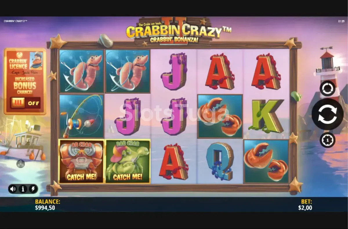 Rodada em andamento no slot Crabbin' Crazy 2 Crabbin' Bonanza! com wilds na grade