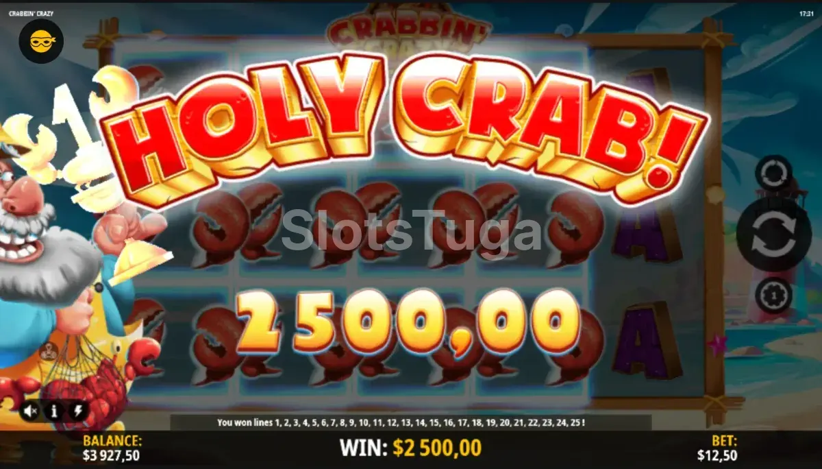 Grande vitória na slot Crabbin' Crazy com multiplicadores ativos