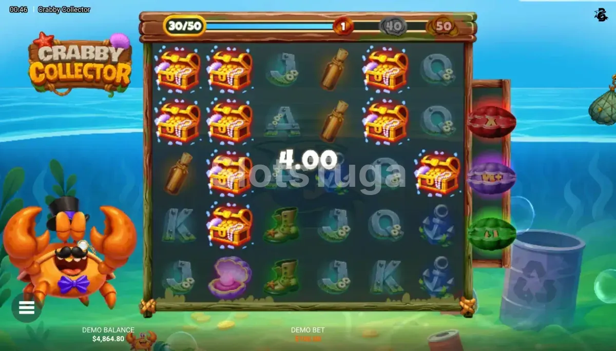 Big win no Crabby Collector com multiplicador alto ativo