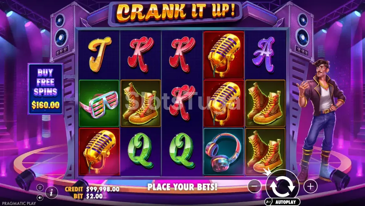 Jogo base da slot Crank It Up da Pragmatic Play