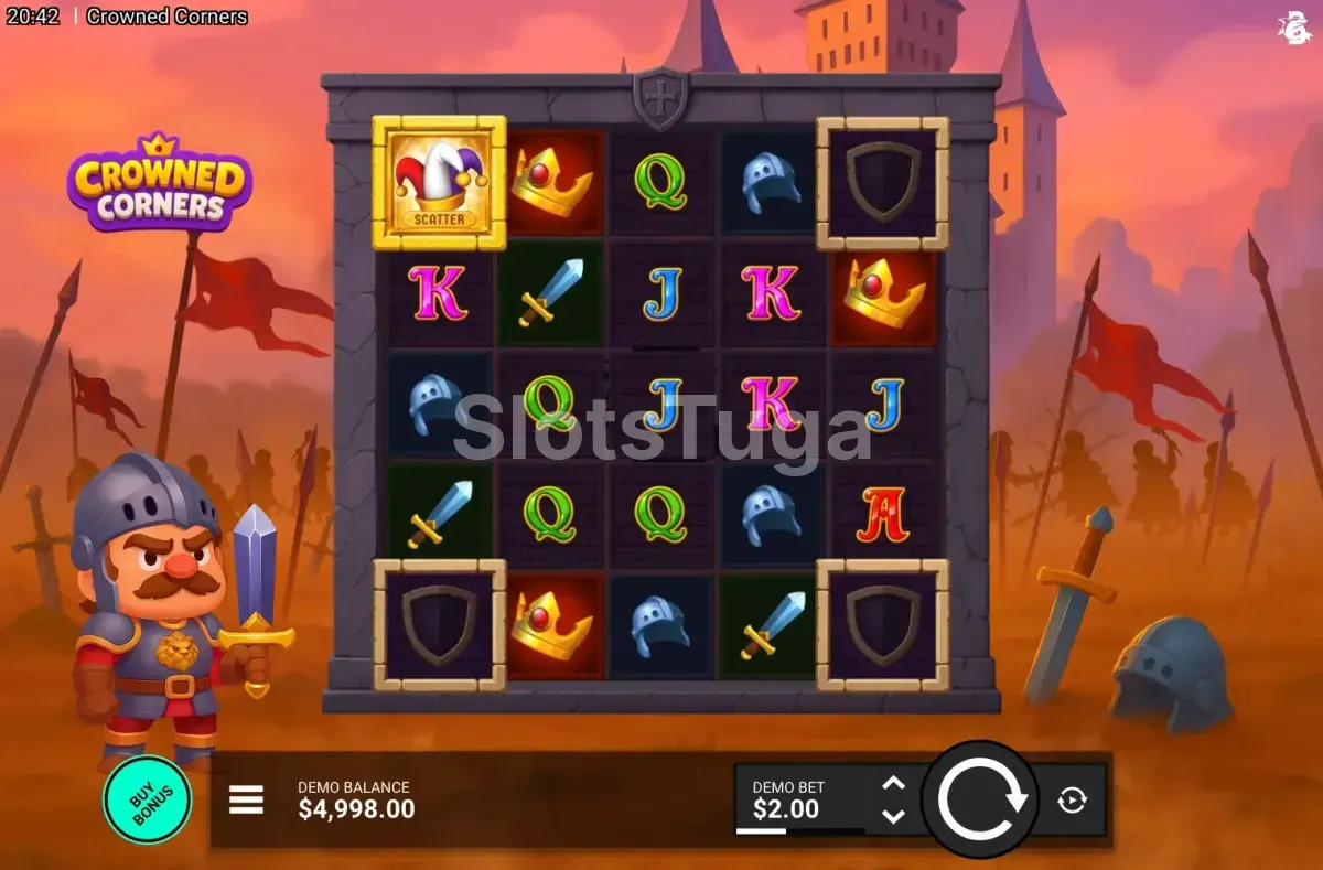Jogo base da slot Crowned Corners da Hacksaw Gaming