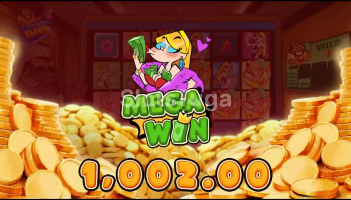 Tela de grande vitória na Crypto Bro com multiplicador alto ativado