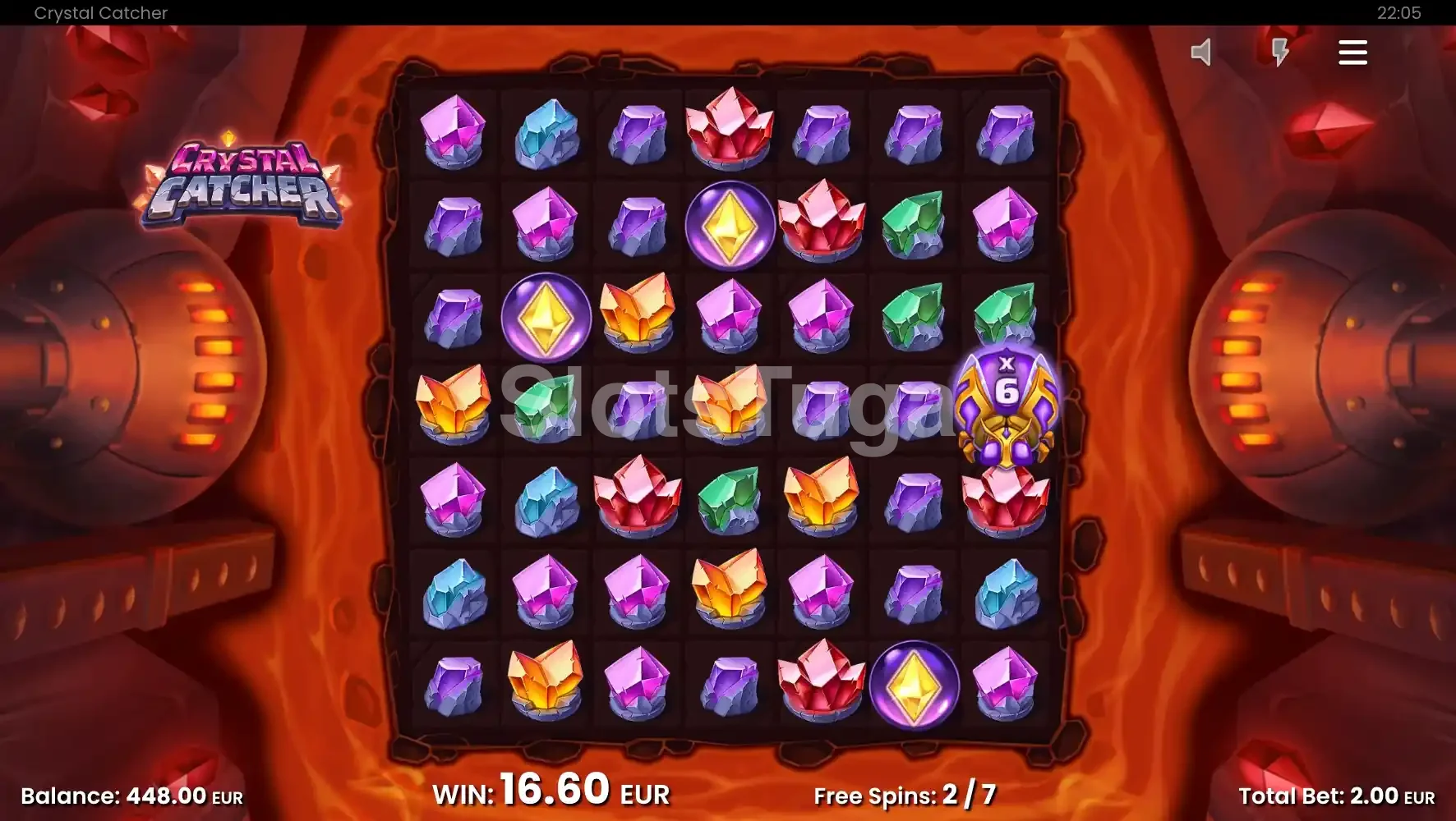 Free Spins ativados no Crystal Catcher com Wild Beetle acumulando multiplicadores