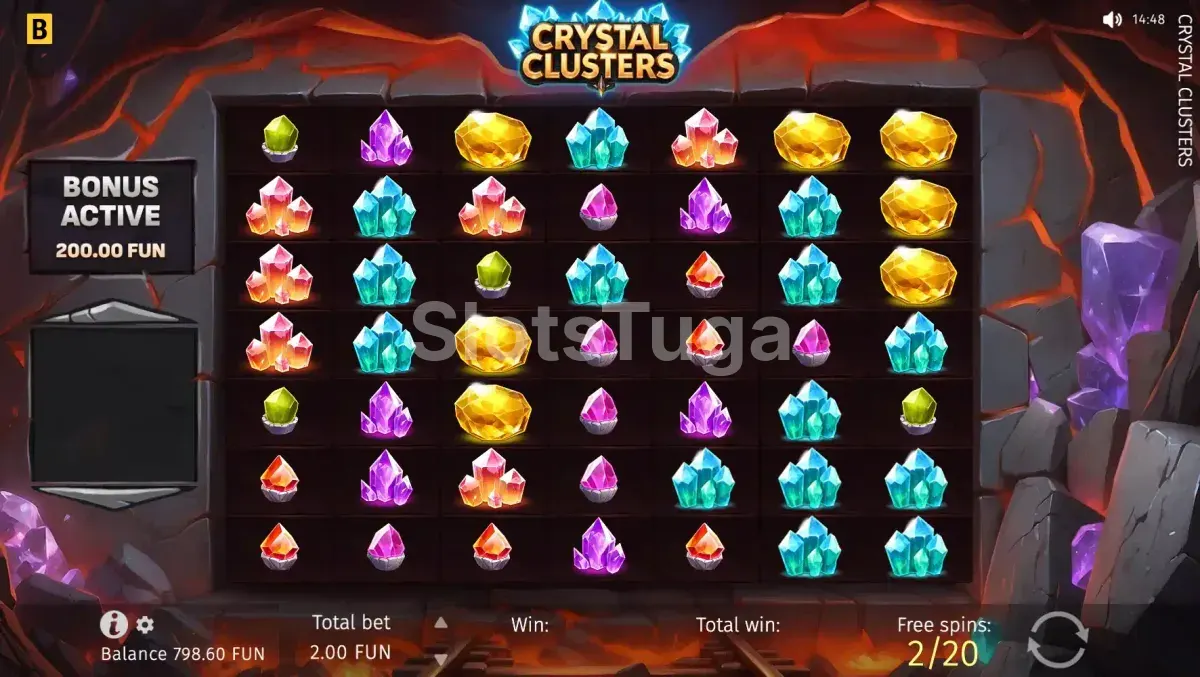 Modo de rodadas grátis do Crystal Clusters com multiplicadores ativos