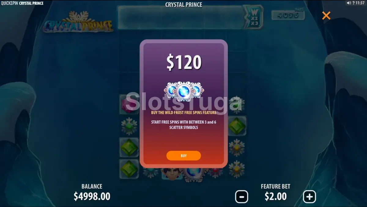 Opção de compra de bônus no Crystal Prince para acionar as rodadas grátis diretamente