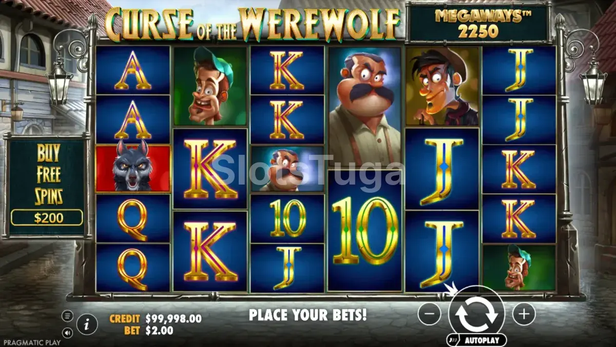 Jogo base do Curse of the Werewolf Megaways em ação
