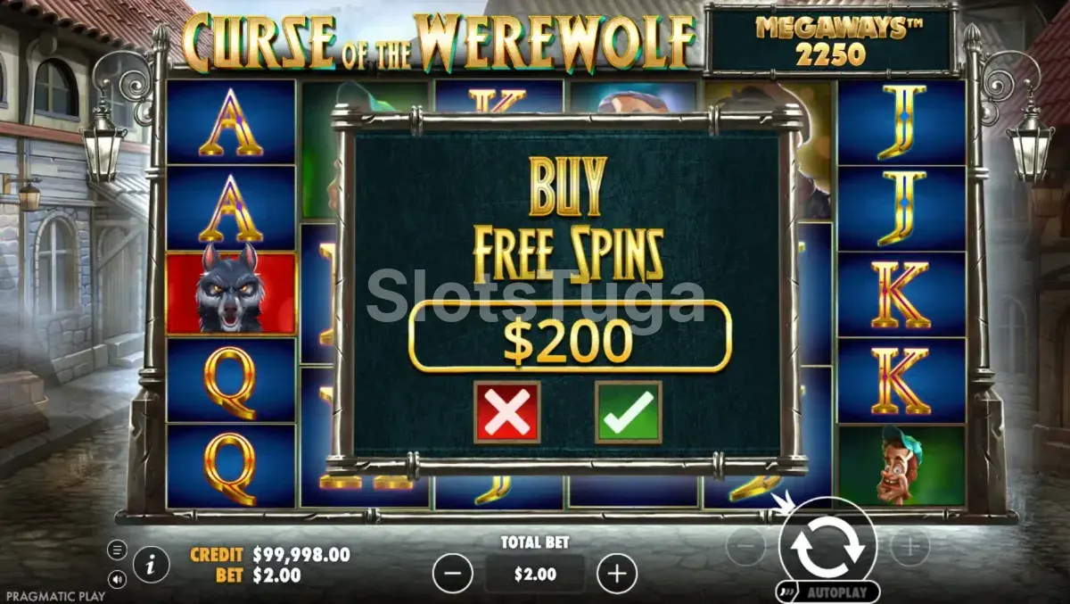 Opção de compra de bônus no Curse of the Werewolf Megaways