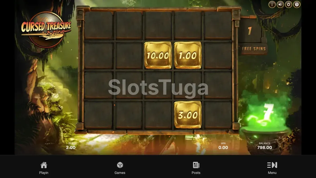 Rodadas grátis da Cursed Treasure com símbolos misteriosos