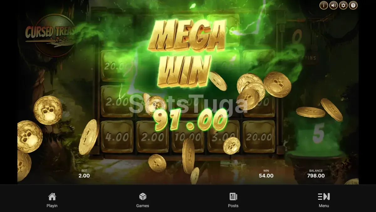 Grande vitória na Cursed Treasure com multiplicador alto