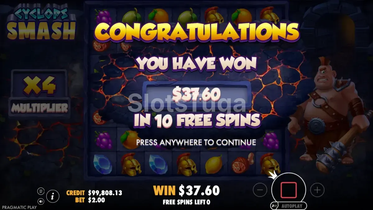 Grande vitória na Cyclops Smash com multiplicador elevado