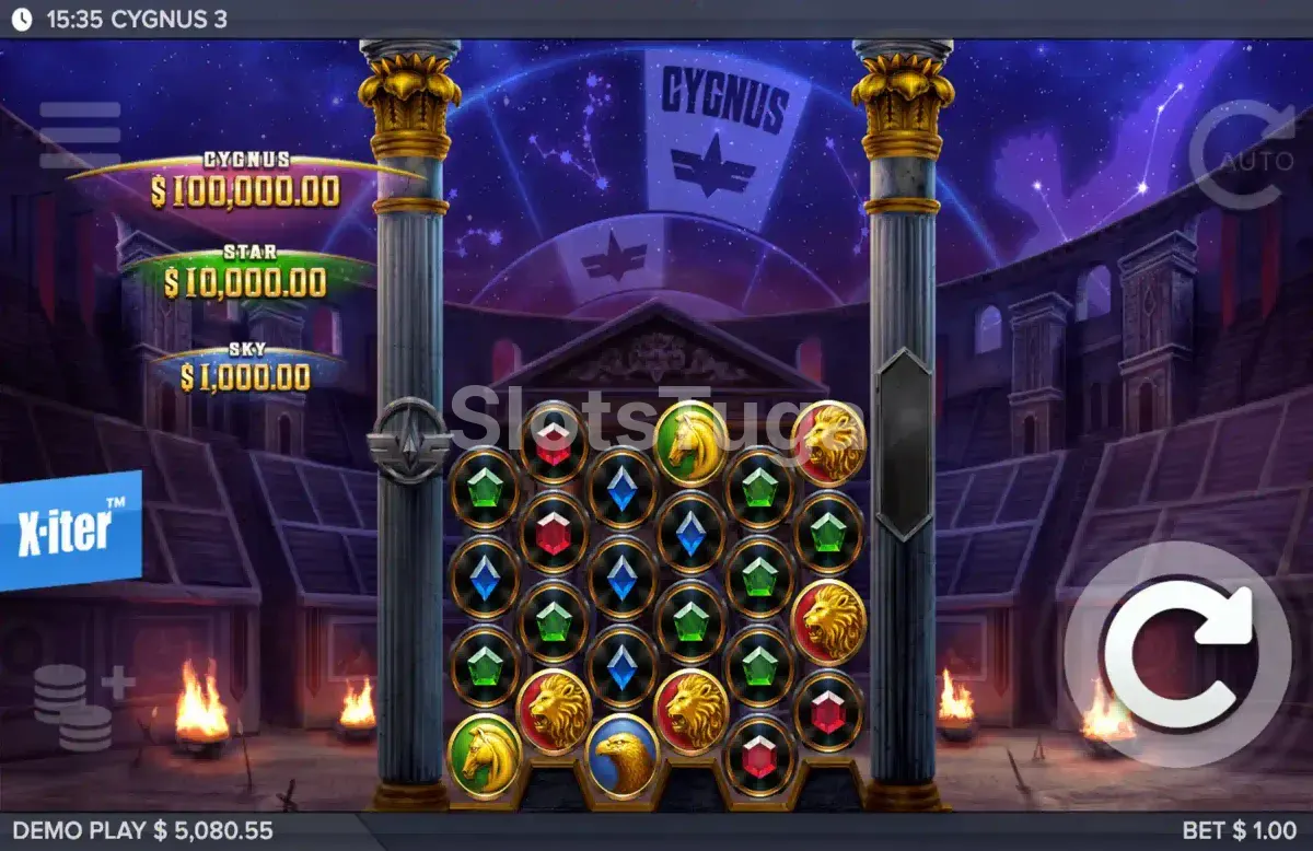 Jogo base do Cygnus 3 com tema de Coliseu romano