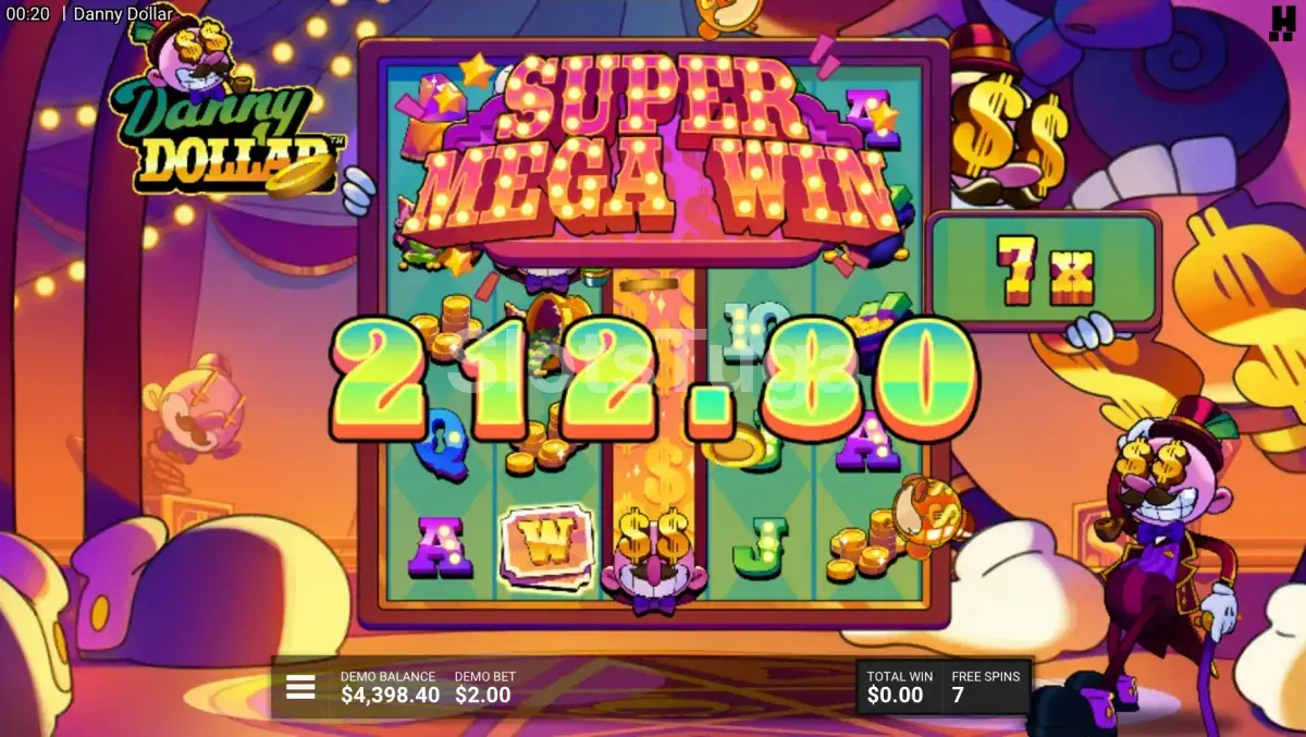 Big win no Danny Dollar com multiplicadores altos empilhados