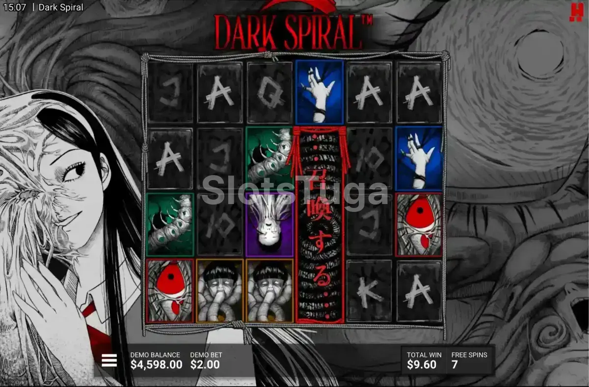 Rodadas grátis da Dark Spiral com multiplicadores ativos
