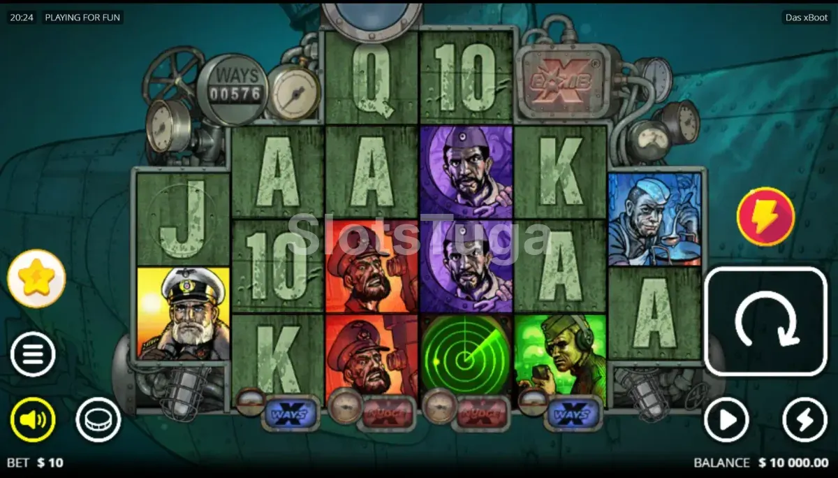 Tela principal do jogo Das xBoot com os rouleaux e símbolos temáticos
