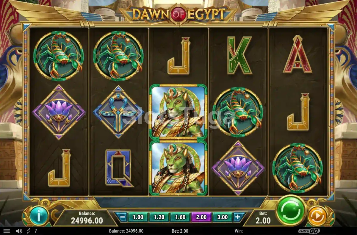 Dawn of Egypt em ação mostrando o segundo estágio de giros com pirâmides