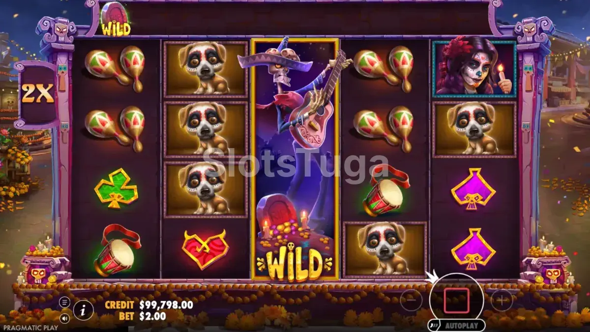 Rodada de Free Respins ativa no Day of Dead com Walking Wilds
