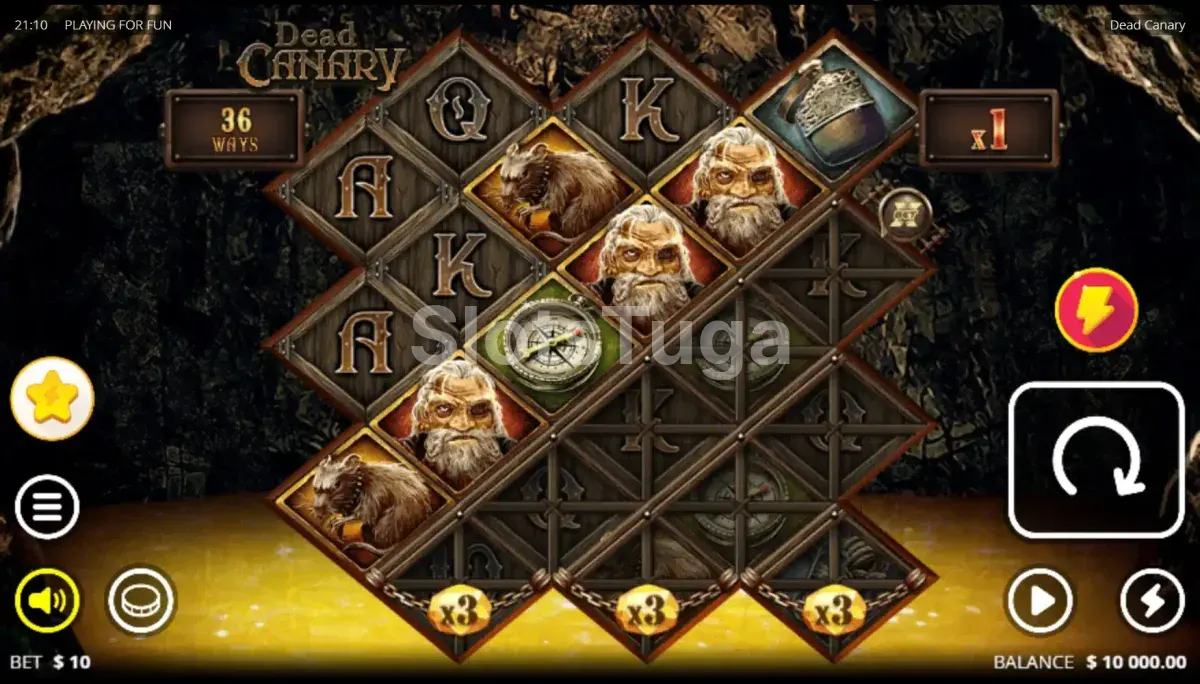 Tabela de pagamentos da slot Dead Canary mostrando os símbolos e multiplicadores