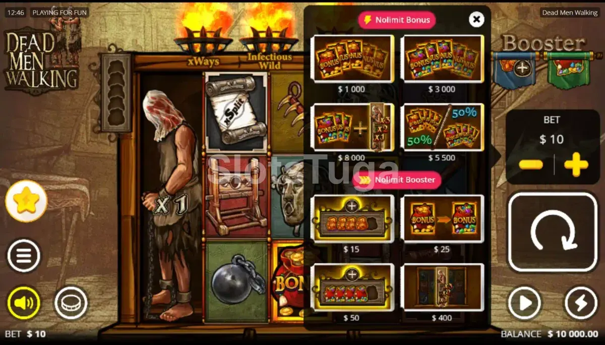 Tela de compra de bônus da slot Dead Men Walking