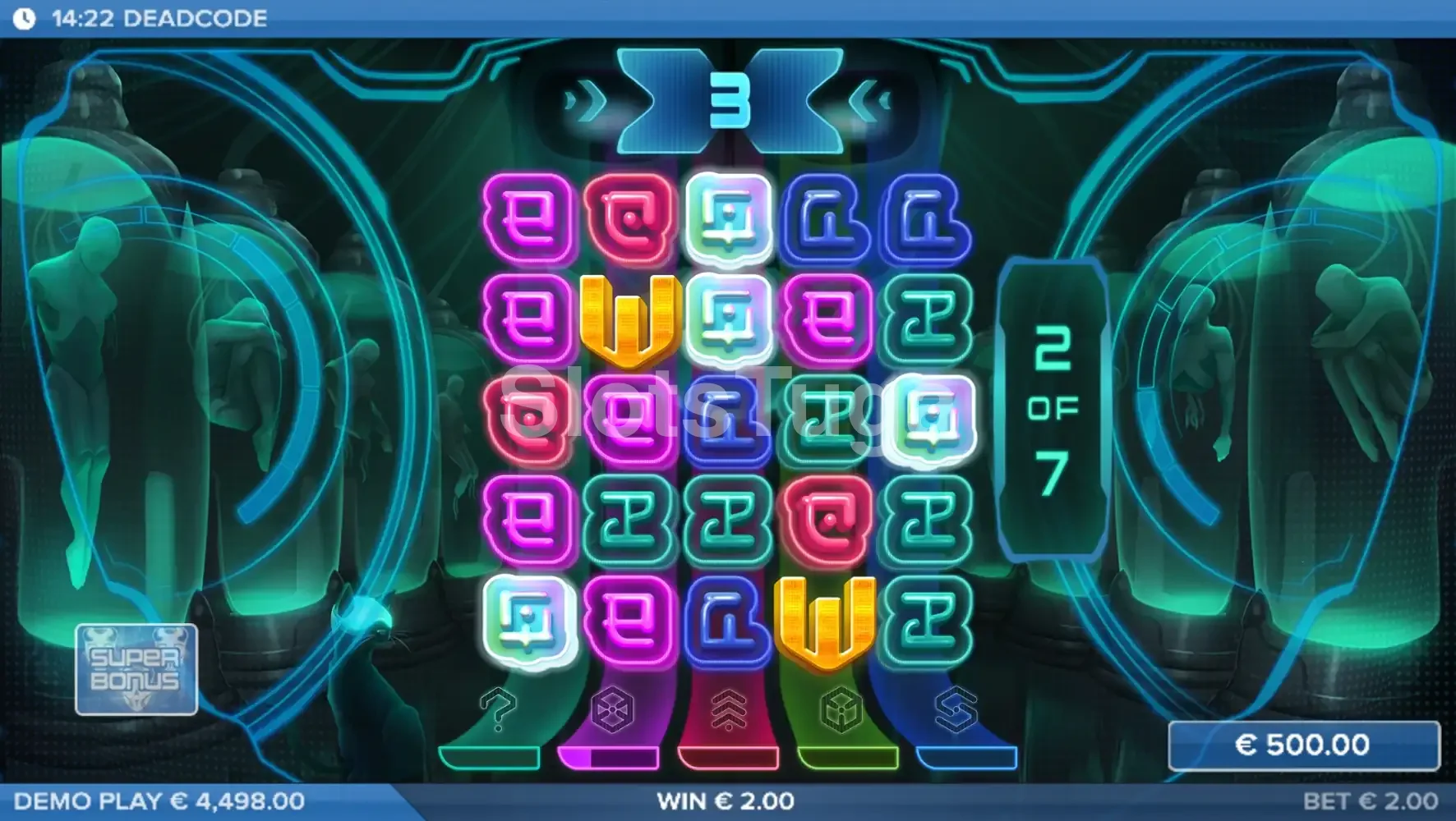 Rodadas grátis da Deadcode com multiplicadores em ação