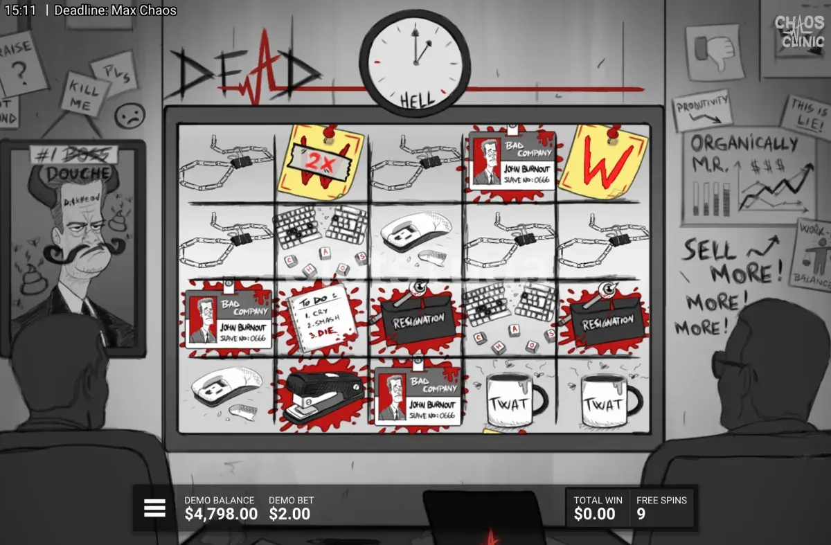 Rodadas grátis de Deadline Max Chaos com Wilds fixos na grelha