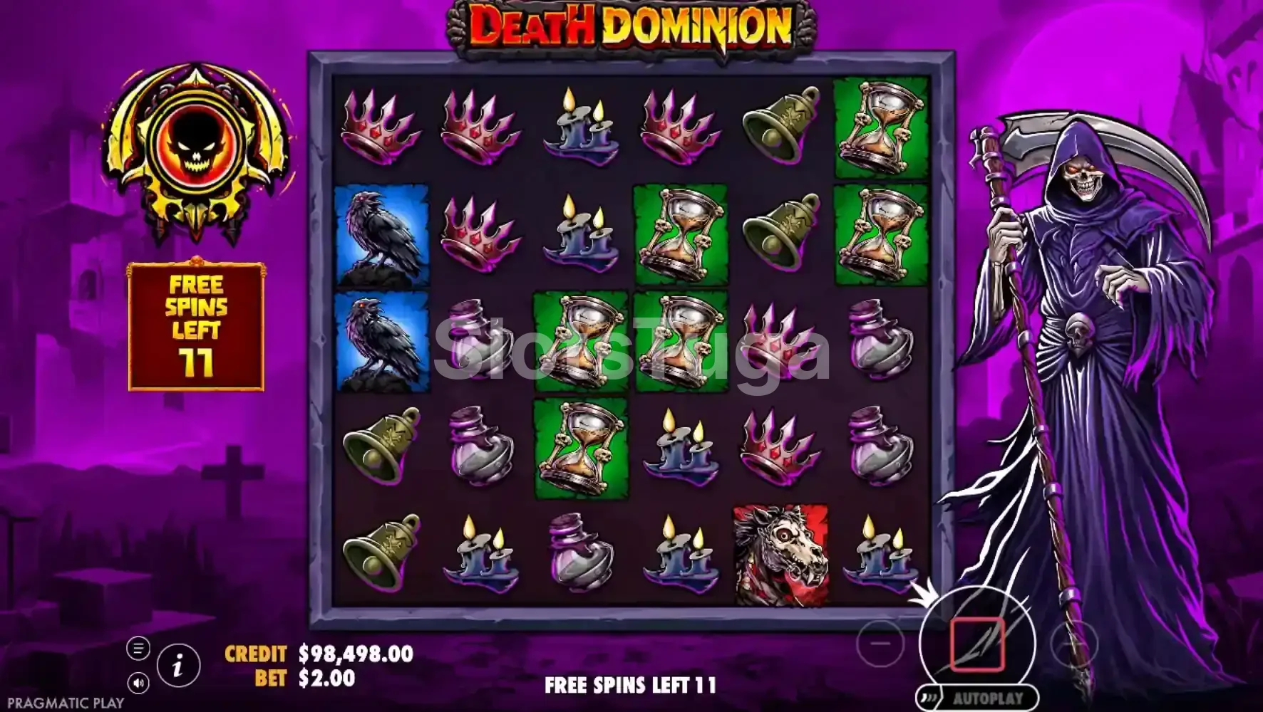 Rodada de giros grátis na slot Death Dominion