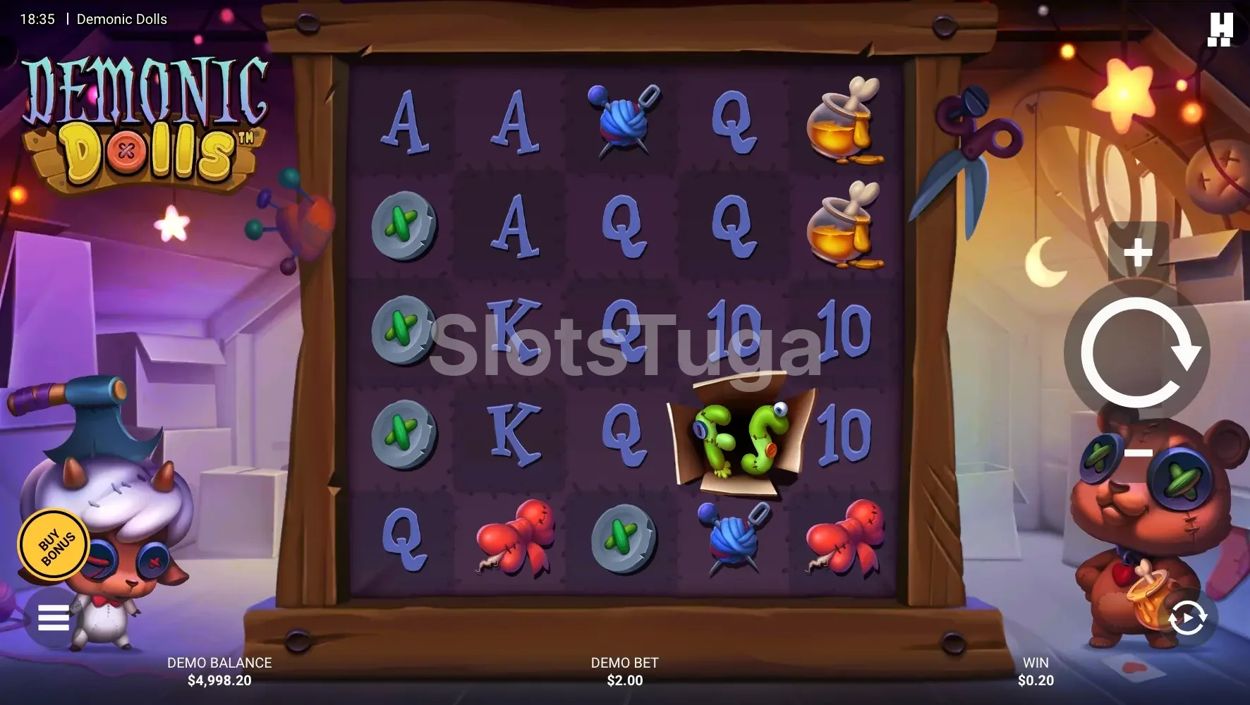 Ecrã do jogo base de Demonic Dolls
