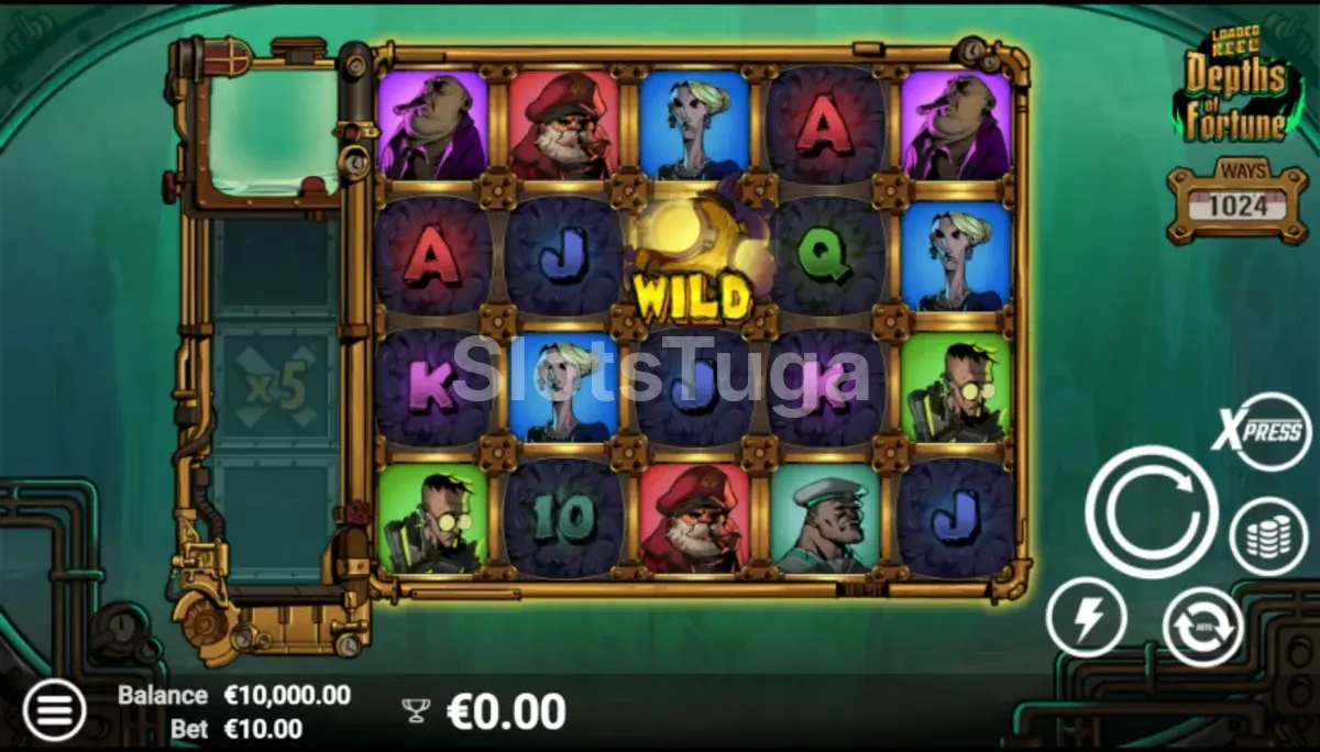 Tela principal do jogo Depths of Fortune com os rouleaux em ação