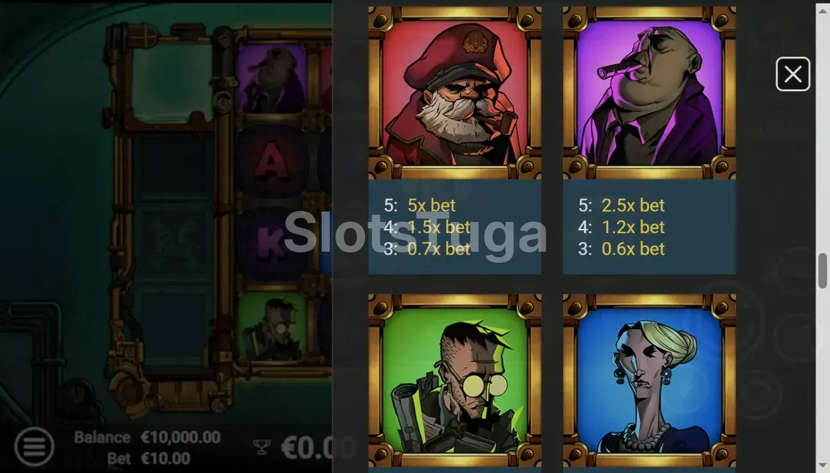 Tabela de pagamentos do Depths of Fortune mostrando os símbolos e prêmios