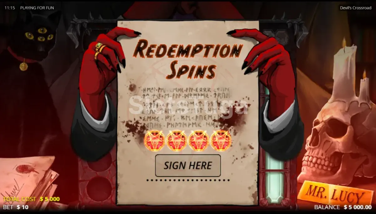 Rodadas grátis da Devil's Crossroad com multiplicadores ativos na tela